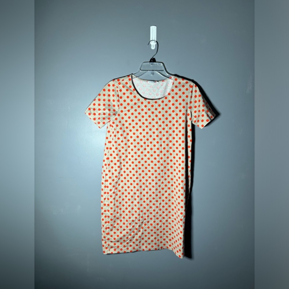 Marimekko 100% Cotton Red Polka Dot Short Sleeve Dress Size XS